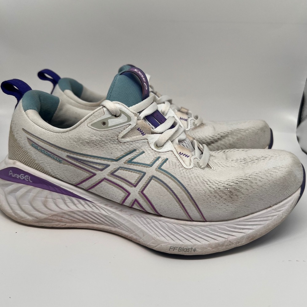 Asics Gel-Cumulus 25 Womens Running Shoes White Purple FF Blast+ PureGEL size 10